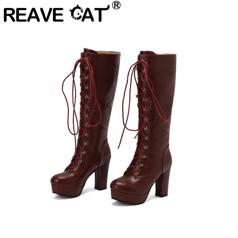 Vintage Fashion Heels - REAVE CAT Vintage Women Knee Boots