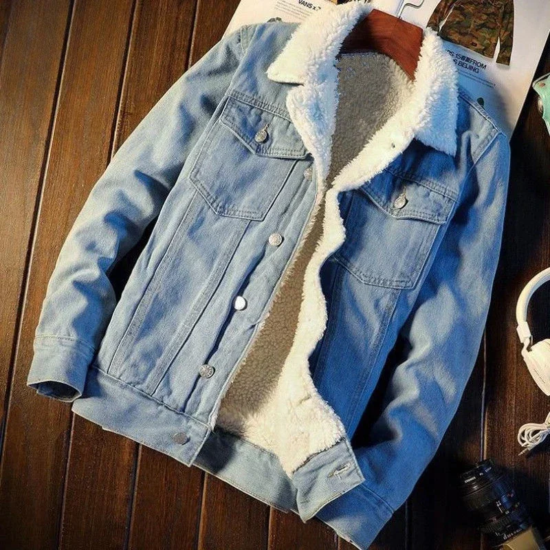 Denim Jackets Man Padding with - Patchwork Jean Jacket ulasan dan harga