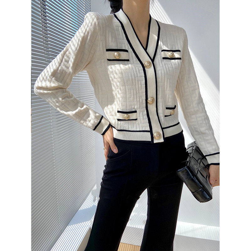 Spring Autumn New V-neck Long  - Crop Cardigan Vintage ulasan dan harga