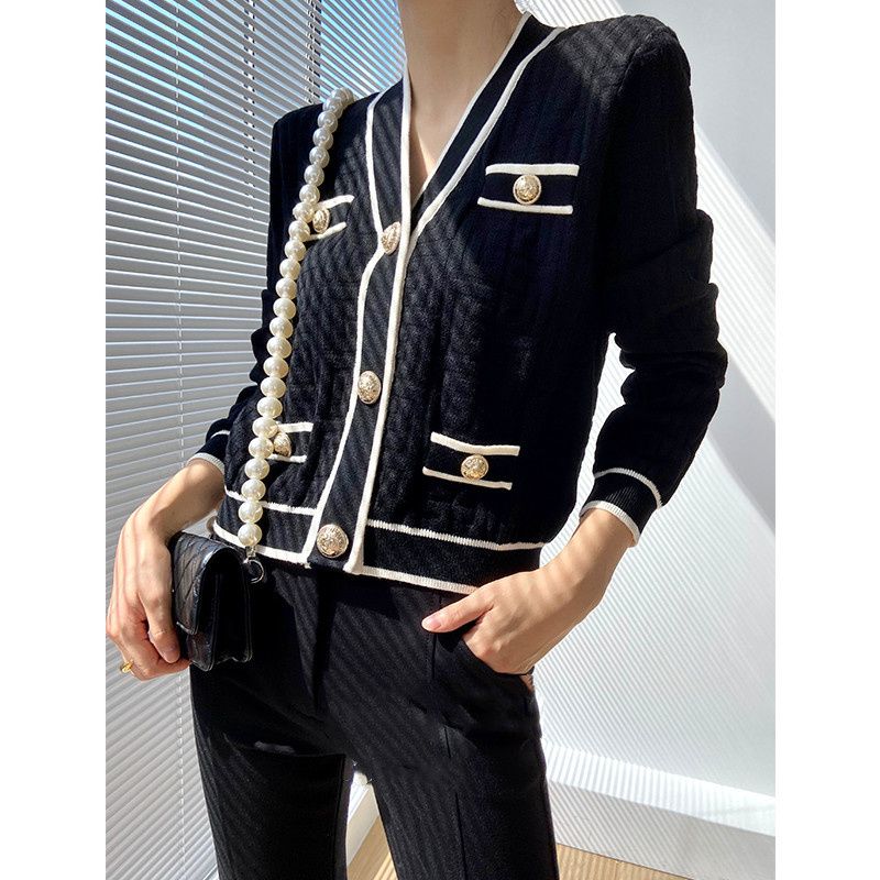 Spring Autumn New V-neck Long  - Crop Cardigan Vintage ulasan dan harga