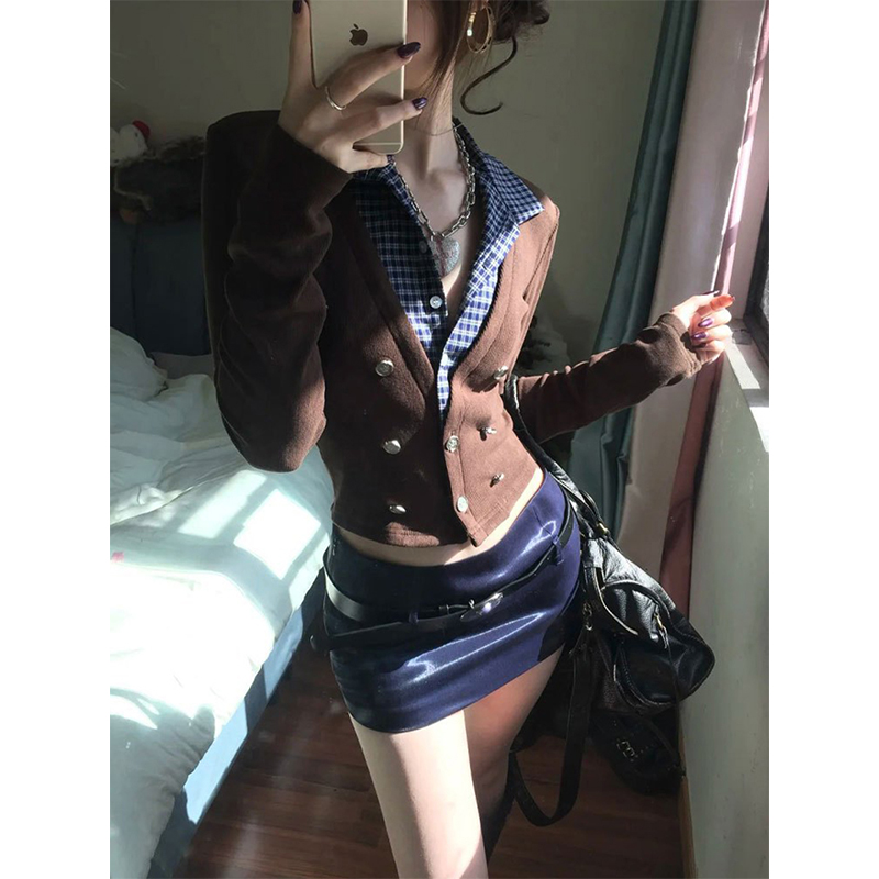 MEXZT Y2K Cropped Knitted Card - Crop Cardigan Vintage ulasan dan harga