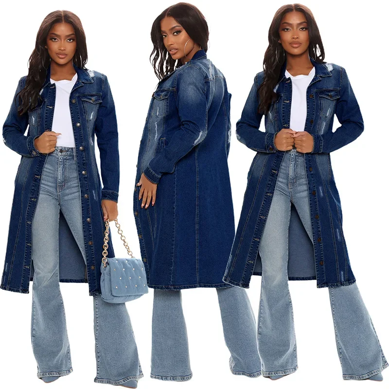 Cotton Denim Coat Women Spring - Patchwork Jean Jacket ulasan dan harga