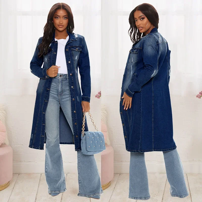 Cotton Denim Coat Women Spring - Patchwork Jean Jacket ulasan dan harga