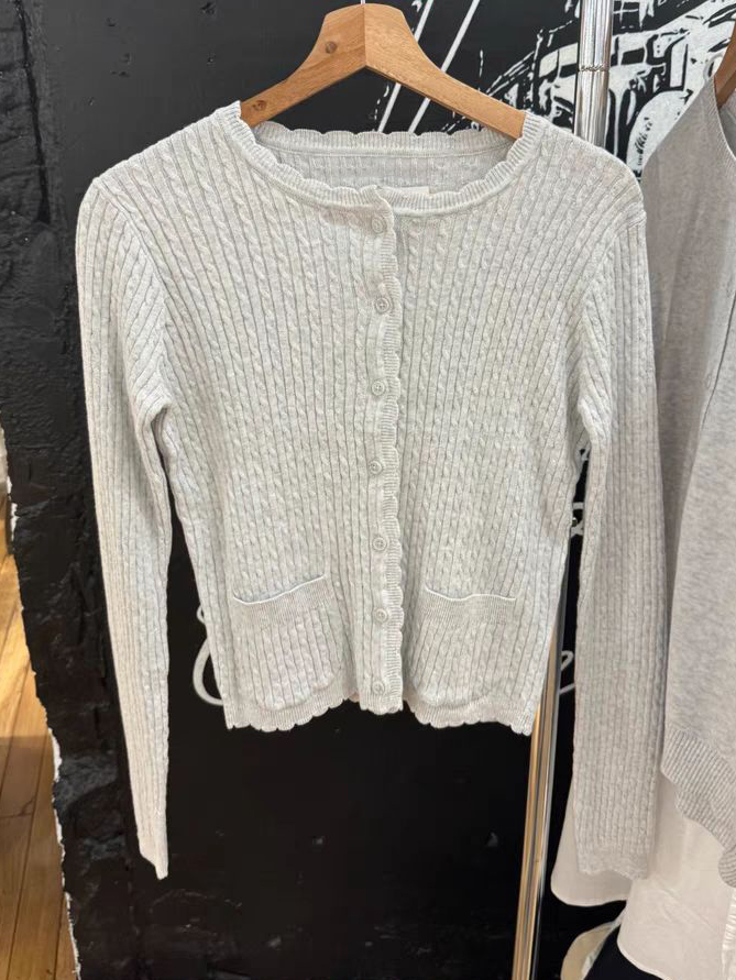 Pockets Twist Flower Knitted S - Crop Cardigan Vintage ulasan dan harga