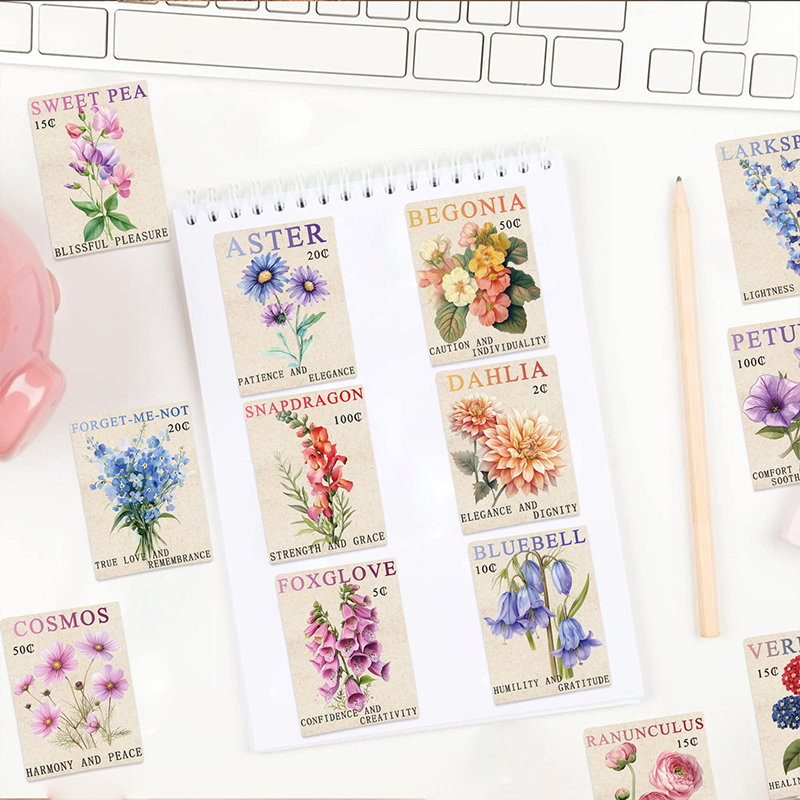 50PCS Vintage Flower Postage S - Vintage Fashion Magazine ulasan dan harga