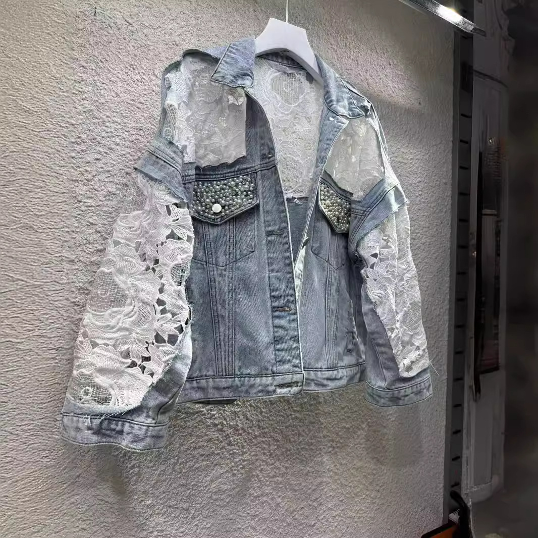 Spliced Embroidery Jacket Wome - Patchwork Jean Jacket ulasan dan harga