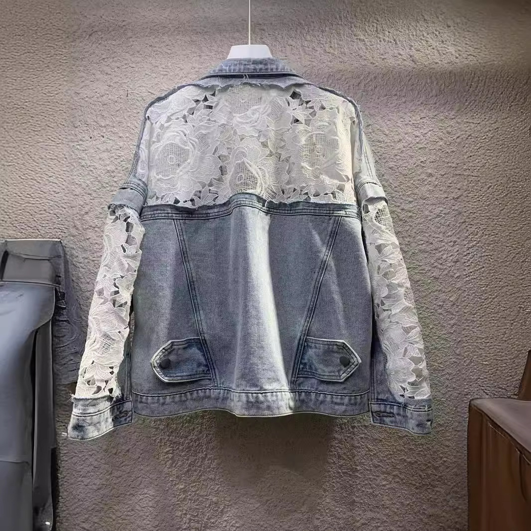 Spliced Embroidery Jacket Wome - Patchwork Jean Jacket ulasan dan harga